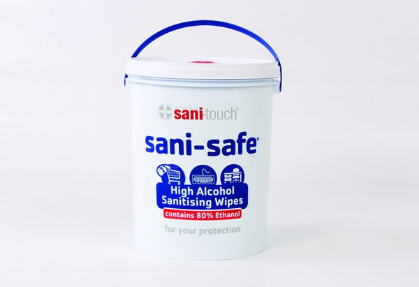 SANITOUCH Sani-Safe 1000 sheet 5l buckets - 80% alcohol sanitising wipes